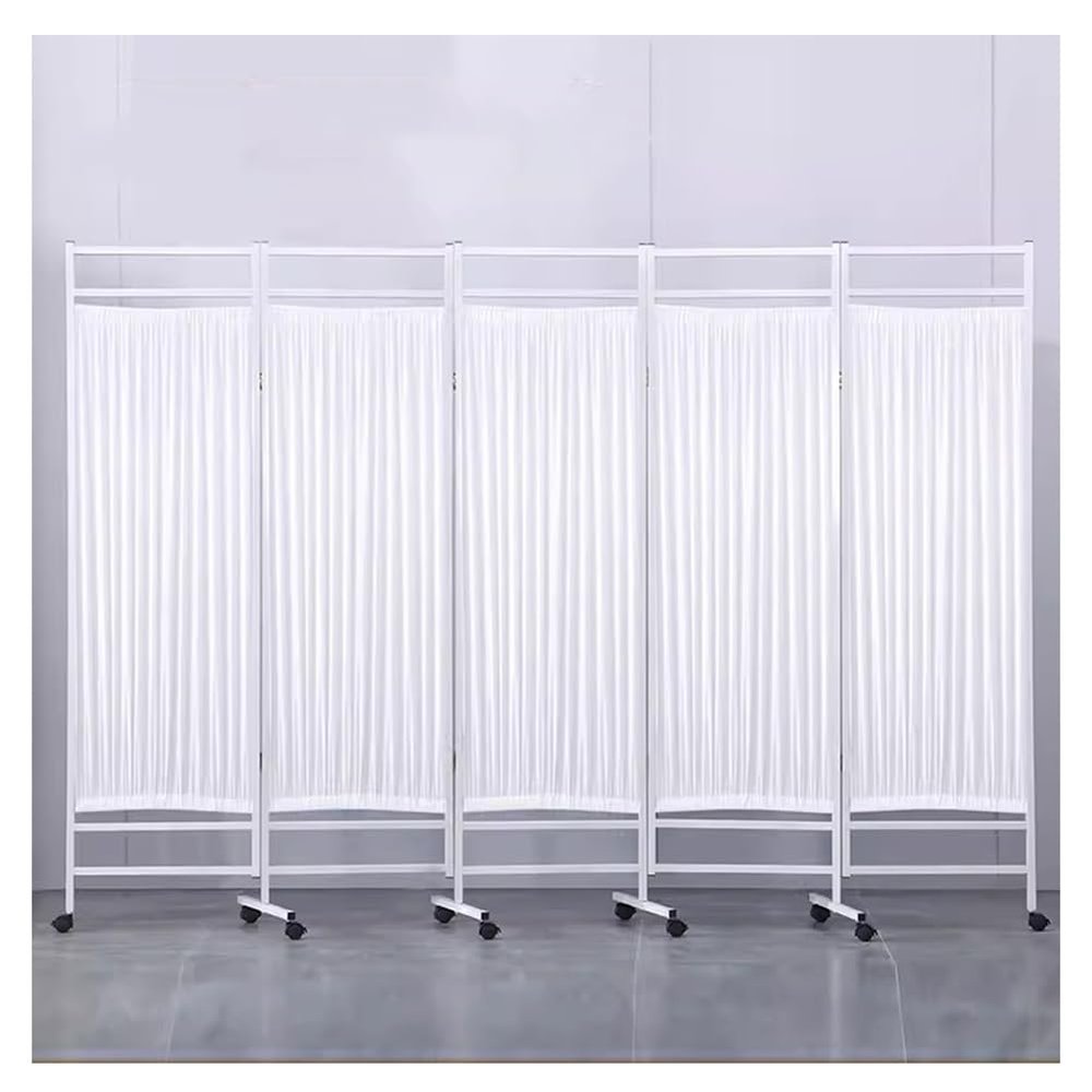 zktoermn Room Divider, Medical Privacy Screen, Room Divider with Wheels, Folding Panel Screen Movable Partition Privacy for Hospitals, Clinics, Medicine Rooms (Color : White, Size : 5PCS)