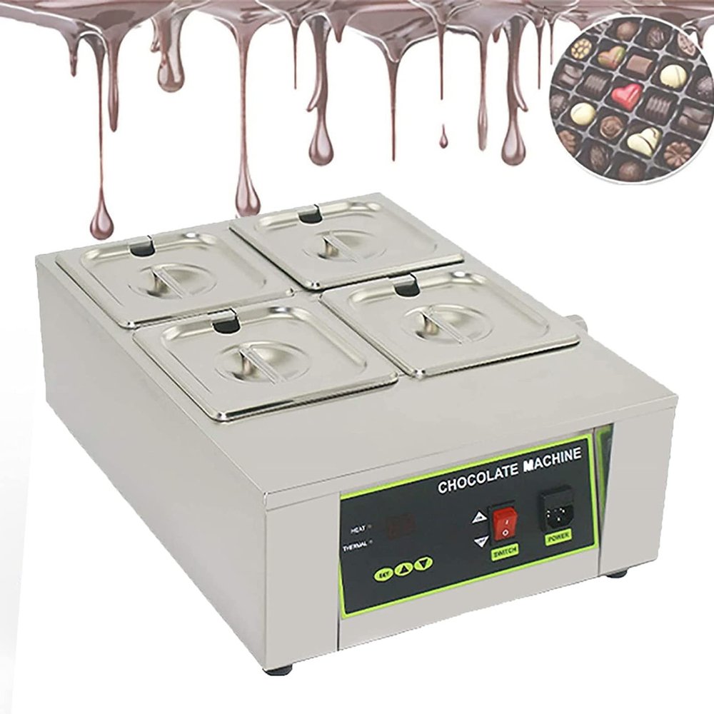 ENPAP Chocolate Melting Pot, Electric Chocolate Melting Machine,Commercial Electric Chocolate Tempering Machine 0~95/0~194 Chocolate Melter (Size : 4grid)