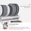 ANram 304 Stainless Steel Wall-Mounted Dish Drying Rack, Adjustable Height Dish Drainer with Cutting Board Holder, Dish Rack for Kitchen Organizer Space Saver - Silver view 3