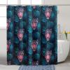 GDHBLING Pink Cheetah Shower Curtain Animal Print Pink Leopard Tropical Leaves Funky Weighted Cloth Fabric Washable Bathroom Decor Shower Curtain for Walk in Shower,Pink Blue,72x72 Inch view 1