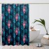 GDHBLING Pink Cheetah Shower Curtain Animal Print Pink Leopard Tropical Leaves Funky Weighted Cloth Fabric Washable Bathroom Decor Shower Curtain for Walk in Shower,Pink Blue,72x72 Inch view 2