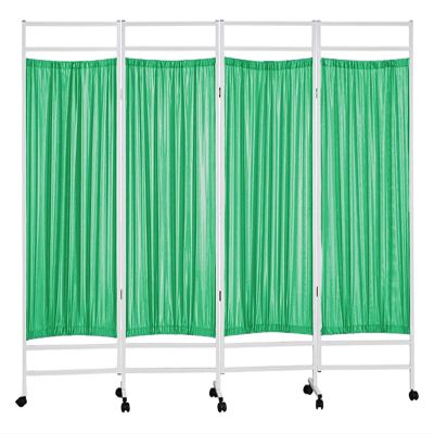 6 foot Tall Folding Room Divider Privacy Screen, 3 4 5 6 7 8 Panel Cloth Shelter Temporary Wall Partition on Wheels, for Clinic/Hospital/Massage Room, Iron Frame ( Color : Green , Size : 4 Panels-200c