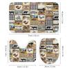 Cabin Rustic Farmhouse Animal 4 Pcs Waterproof Shower Curtain Set,Abstract Wooden Board Wildlife Bear Pigs Cow with Waterproof Toilet Cover Shower Mat Rugs view 3