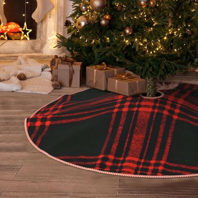 MIZIBAO Christmas Tree Skirt Antique Menzies Hunting Clan Tartan Scottish Plaid Rustic Xmas Tree Skirts Mat Festive Decoration for Merry Christmas and New Year Holiday Party 30"
