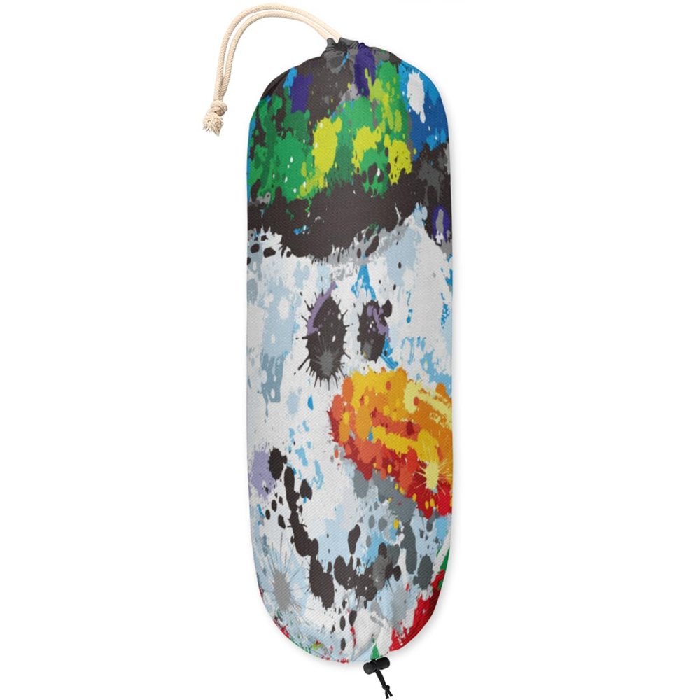 Abstract Christmas Snowman Plastic Bag Holder Wall Mount Plastic Bag Organizer Grocery Bag Storage Dispenser Washable Large Shopping Bags Carrier for Home Kitchen Travelling, 1 Pack