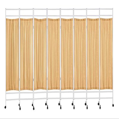 6 foot Tall Folding Room Divider Privacy Screen, 3 4 5 6 7 8 Panel Cloth Shelter Temporary Wall Partition on Wheels, for Clinic/Hospital/Massage Room, Iron Frame ( Color : Yellow , Size : 8 Panels-400