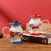 400ml/13.5oz Creative Couple Double Happiness Mandarin Duck Funny Ceramic Cup Classic Retro Mark Water Cup for office home restaurant-red view 4