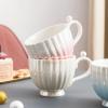 400ml/13.5oz Pearl Glaze Gradient Ceramic Mark Cup Creative High Capacity Pearl Shell Drinking Cup for office home-blue-401-500ml view 4