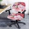 AMZRicher Valentine Roses Office Chair Cover Stretchable Computer Chair Seat Cover Backrest Slipcovers, Stretchable Rotating Desk Chair Seat Cushion Split Protectors Watercolor Red Pink Floral view 3
