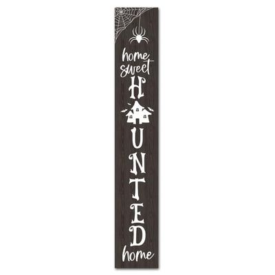 SRongmao 48"x8" Tall Home Sweet Haunted Home Halloween Vertical Signs for Front Door Porch Standing Hanging Large Wood Halloween Decorations for Home Halloween Decor Outdoor Indoor