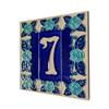 15 x 4.8 cm 5.90" x 1.88" Italian Hand-painted Glow In The Dark Blue Rose Ceramic Number Address Tiles (Number 0 tile) view 2