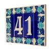 15 x 4.8 cm 5.90" x 1.88" Italian Hand-painted Glow In The Dark Blue Rose Ceramic Number Address Tiles (Number 0 tile) view 4