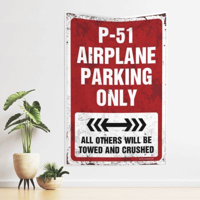 CakJuice Bar Decor for Home P-51 Airplane Parking Only Tapestry Funny Bedroom Decor Tapestries Room Decor (Size : 100X150CM)