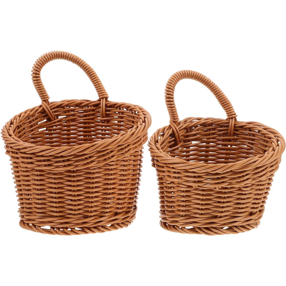 Cabilock 2pcs Woven Storage Basket, Hanging Basket Wall Storage,Wall Flower,Vegetable Fruit,for Home,Farmhouse,Garden Container for Ginger Garlic.