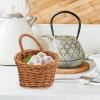 Cabilock 2pcs Woven Storage Basket, Hanging Basket Wall Storage,Wall Flower,Vegetable Fruit,for Home,Farmhouse,Garden Container for Ginger Garlic. view 2