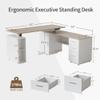 BANTI Executive L Shaped Standing Desk with 3-Drawer File Cabinet, 63" Electric Height Adjustable Stand up Desk for Home Office, Computer Desk with Storage Cabinets, Natural Top view 2