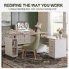 BANTI Executive L Shaped Standing Desk with 3-Drawer File Cabinet, 63" Electric Height Adjustable Stand up Desk for Home Office, Computer Desk with Storage Cabinets, Natural Top view 3