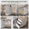 BANTI Executive L Shaped Standing Desk with 3-Drawer File Cabinet, 63" Electric Height Adjustable Stand up Desk for Home Office, Computer Desk with Storage Cabinets, Natural Top view 4