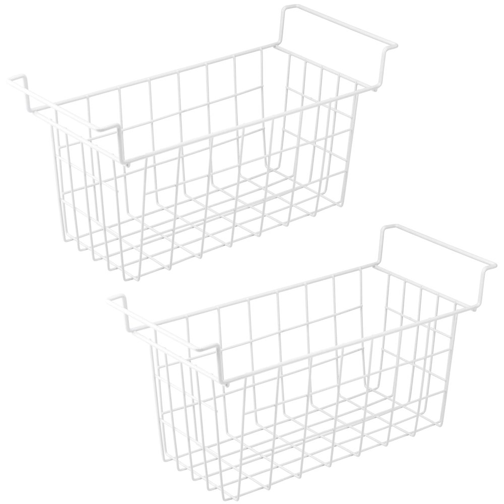 Orgneas 16.5 Inch Freezer Organizer Bins, Metal Wire Basket Bins, Replaces Chest Freezer Basket, Hangable, Sturdy, White
