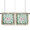 Jolunifun Christmas Kitchen Curtain 24 Inch Length Small Short Cafe Tiers Curtains Drape, 2 Panel Window Treatment Rod Pocket Drapery Panels Curtains, Green Forest Pine Tree Vintage Berry 55x24 view 1