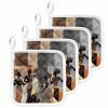 4 PCS Native American Indian Pot Holders Sets with Hanging Loop,Thick Oven Pans Plate Bowl Heat Insulated Pads,Potholders Trivet Mat Coasters Counter Protector African Black Women Tribal Ethnic Brown view 1