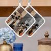4 PCS Native American Indian Pot Holders Sets with Hanging Loop,Thick Oven Pans Plate Bowl Heat Insulated Pads,Potholders Trivet Mat Coasters Counter Protector African Black Women Tribal Ethnic Brown view 2
