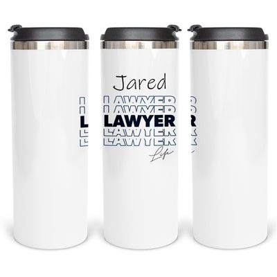 Attorney At Law Full Color Sublimated Coffee Mug, Skinny 14oz Gift for Lawyer, SS Gift With Lid for Law School Graduate, Law Student Graduation Cup, Legal Advisor Appreciation Insulated Cup