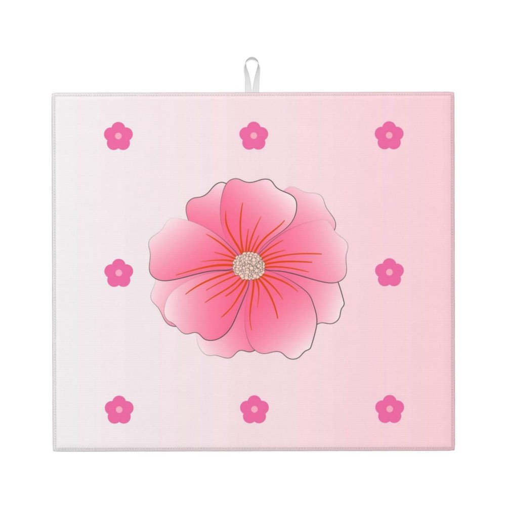 Blooming Carnations Washable Kitchen Countertop Drying Mat 16x18in For Halloween Christmas Housewarming Gift Dishes Drainer