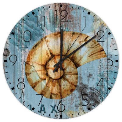 15" Silent Non-Ticking Wall Clocks Nautical Beach Ocean Underwater Sea Snail Home Decoration for Office Coral Sea Fish Turtles Modern Round Wooden Wall Clock Vintage for Conference Room Study Room