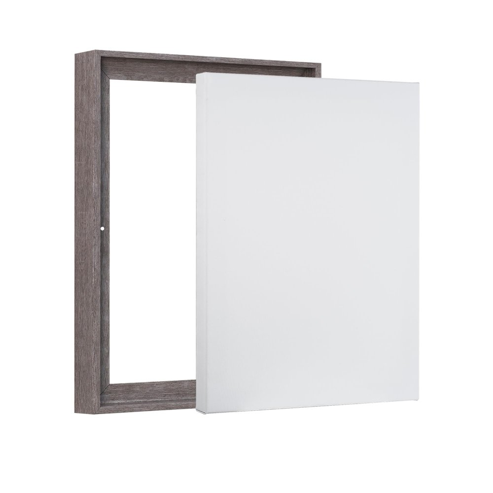 PIXY CANVAS Value Pack of 11x17 Stretched Canvas 1-1/2 (1.5) inch deep and Floater Frame for Your Paintings/Artwork/Wall Art/Wall Decor (Rustic Gray, 11 x 17 inch, Portrait)