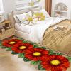 Abeigoi Sunflowers Runner Rugs,4 Red Floral Mat Floral Shaped Bath Rug Thick Washable Carpet Handmade Absorbent Shaggy Area Rugs for Bedroom Bathroom Shower/Doormat 23.6''x63'' view 1