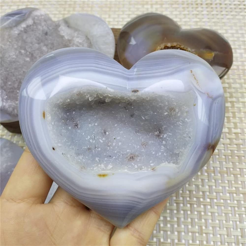 IPUDIS Specimen Healed Natural polishing Quartz Folk Crafts Agate Cluster Heart Crystal for Wedding Gifts As a Gift