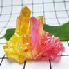 IPUDIS Crystal Cluster Natural Titanium Coating Quartz vug red and Yellow Plating Stone Flower Crystals Home Decor Beautiful Crystal view 1