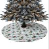 Christmas Tree Skirt Winter Botanical Holiday Tree Ornaments 4ft Merry Christmas Holly Leaf Berry Xmas Trees Mat Home Decoration for Indoor Outdoor Party Retro Snowy Stripe view 1