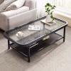 Glass Coffee Table Modern Rectangular Coffee Table 2-Tier Coffee Tables for Living Room with Storage Shelf Black Coffee Table with Sturdy Metal Legs Easy-to-Assembly for Living Room Bedroom (Size : 9 view 3