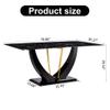 Ginxesh Modern Faux Marble Dining Table for 6-8,71'' Large Imitation Marble Grain Tempered Glass Top Kitchen Table with Black MDF Base,6 Person Dinner Table for Dining Room,Living Room,Home view 2