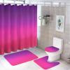 4pcs Shower Curtain Sets, Purple and Pink Ombre Design Bathroom Sets with Shower Curtain, Bath Rug, U Shaped Contour Mat & Toilet Lid Cover view 1