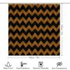 4pcs Shower Curtain Sets, Brown Dark Black Chevron Stripe Pattern Bathroom Sets with Shower Curtain, Bath Rug, U Shaped Contour Mat & Toilet Lid Cover view 2
