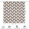 4pcs Shower Curtain Sets, Taupe Chevron Zigzag Stripe Pattern Bathroom Sets with Shower Curtain, Bath Rug, U Shaped Contour Mat & Toilet Lid Cover view 2