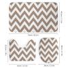 4pcs Shower Curtain Sets, Taupe Chevron Zigzag Stripe Pattern Bathroom Sets with Shower Curtain, Bath Rug, U Shaped Contour Mat & Toilet Lid Cover view 3