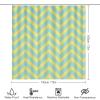 4pcs Shower Curtain Sets, Aqua Grey Yellow Chevron Pattern Bathroom Sets with Shower Curtain, Bath Rug, U Shaped Contour Mat & Toilet Lid Cover view 2
