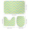 4pcs Shower Curtain Sets, Aqua Grey Yellow Chevron Pattern Bathroom Sets with Shower Curtain, Bath Rug, U Shaped Contour Mat & Toilet Lid Cover view 3