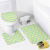 4pcs Shower Curtain Sets, Aqua Grey Yellow Chevron Pattern Bathroom Sets with Shower Curtain, Bath Rug, U Shaped Contour Mat & Toilet Lid Cover view 4