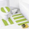4pcs Shower Curtain Sets, Lime Green and White Striped Bathroom Sets with Shower Curtain, Bath Rug, U Shaped Contour Mat & Toilet Lid Cover view 4