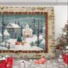 Anzona Christmas Waterproof Shower Curtains Set - Standard 66 x 72 Inch, Xmas Tree Snowman Bells Berry Winter Snowflake Polyester Fabric Bathroom Curtain with 12 Hooks, Bathroom Accessories, 1 Panel view 1