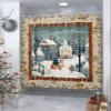 Anzona Christmas Waterproof Shower Curtains Set - Standard 66 x 72 Inch, Xmas Tree Snowman Bells Berry Winter Snowflake Polyester Fabric Bathroom Curtain with 12 Hooks, Bathroom Accessories, 1 Panel view 4