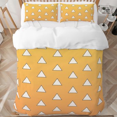 INFLAG Anime Bedding Set - Soft Brushed Microfiber 104x90 Inches Duvet Cover Set, 3 Piece, 1 Duvet Cover with Zipper Closure and 2 Pillow Shams (King,Yellow)