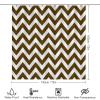 4pcs Shower Curtain Sets, Dark Brown Chevron Zigzag Pattern Bathroom Sets with Shower Curtain, Bath Rug, U Shaped Contour Mat & Toilet Lid Cover view 2
