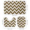 4pcs Shower Curtain Sets, Dark Brown Chevron Zigzag Pattern Bathroom Sets with Shower Curtain, Bath Rug, U Shaped Contour Mat & Toilet Lid Cover view 3