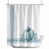 Anzona Blue Pumpkins Fall Waterproof Shower Curtains Set - Extra Long 72 x 96 Inch, Thanksgiving Maple Leaf Blue Striped Polyester Fabric Bathroom Curtain with 12 Hooks, Bathroom Accessories, 1 Panel view 2